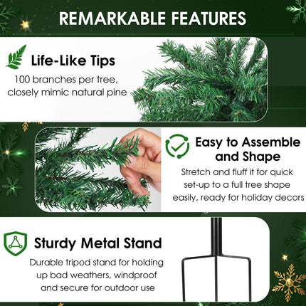Solar Christmas Trees Decorations, Solar Powered Xmas Tree Lights Outdoor Waterproof with 50 LEDs and 8 Modes for Yard, Lawn, Pathway, Garden, Front Porch, Cemetery, Graveside Decor (2 Pack)