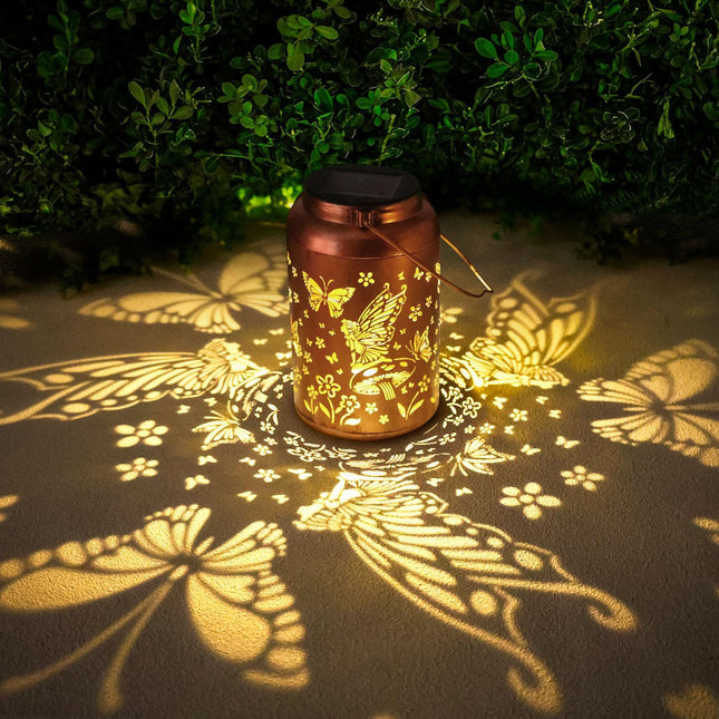 Fairy Solar Lanterns Outdoor Waterproof Hanging Butterfly Solar Lights Metal Solar Decorative LED Lanterns Outside Christmas s for Women Mom Decor for Garden,Yard,Patio,Lawn