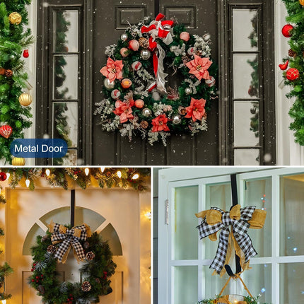 Front Door Wreath Hanger - 2 Magnetic Hooks & 1 Pack 14-Inch Long Hook for Holiday Decor, Versatile for Christmas, Easter, Spring Indoor and Outdoor Use