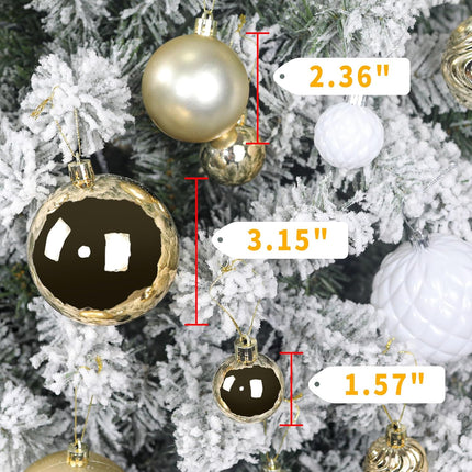 Annecy Christmas Tree Ornaments - 36 PCS Shatterproof Christmas Ball Ornaments Set for Christmas, Holiday, Wreath & Party Decorations (Multi-Size, Gold, White)