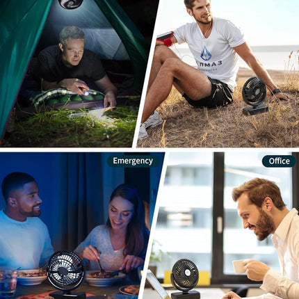Portable Camping Fan, Small Tent Fan With Hanging Hook, 40 Working Hours Rechargeable Usb Battery Fan With Led Lights For Desk