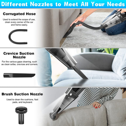 Handheld Vacuum Mini Portable Rechargeable Car Vacuum Cleaner Cordless With 8000Pa Powerful Suction For Car Home And Office
