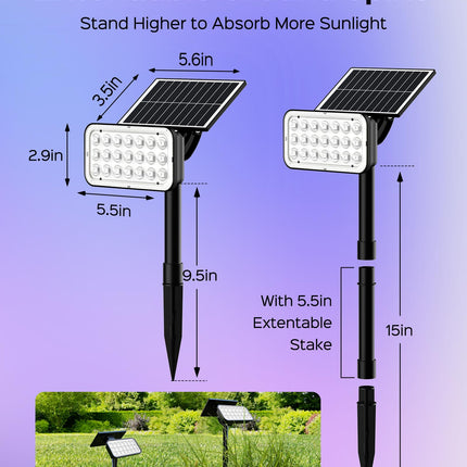JACKYLED Christmas Solar Spot Lights, 84 LED RGB Solar Lights Outdoor Waterproof with 9 Modes, 360° Adjustable Solar Landscape Spotlights for Halloween Xmas Decorations, Yard, Garden, Path, 4 Pack