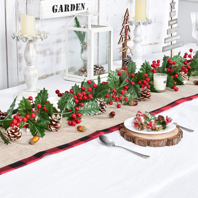 Artiflr Red Berry Christmas Garland, 6Foot Flexible Artificial Berry Garland for Indoor Outdoor Home Fireplace Decoration for Winter Christmas Holiday Year Decor