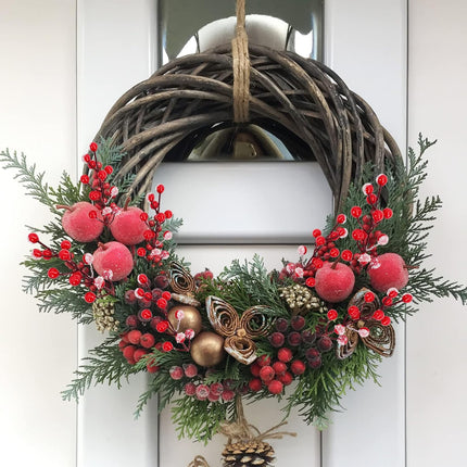 24 PCS Artificial Holly Berry Stems, 21cm Frosted Red Beery Stems Picks for Christmas Tree DIY Supplies Flower Wreath Craft Xmas Garland Home Table Centerpiece Decoration