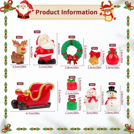 Fangoo 46pcs Mini Christmas Bottle Brush Trees with Christmas Figurines Ornaments Artificial Miniature Tree Wooden Base for Decorating Christmas Parties and Winter Craft