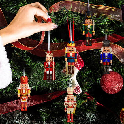 36 Pieces Christmas Nutcrackers Decorations Nutcracker Ornaments Wooden Hanging Christmas Decorations Nutcracker Figures (Classical Style)
