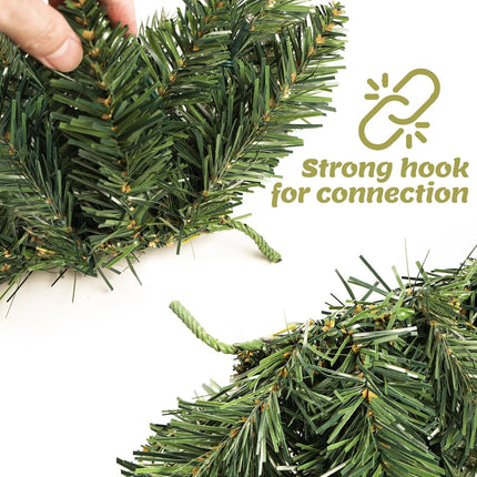 9 ft Pre-lit Christmas Garland, Christmas Artificial Garland with 300 Branch Tips for Stairs Wall Door Indoor Outdoor Garland with Battery Operated Timer