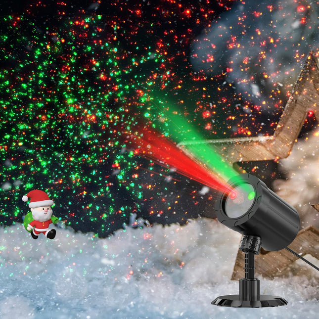Christmas Projector Lights Outdoor, Outdoor Garden Decorations Landscape Lights with Red and Green Stars, IP65 Waterproof, Cold Resistant, for Holiday Party Yard Decoration