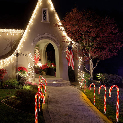 Biswing Christmas Outdoor Candy Cane Lights, 12 Pcs Christmas Pathway Markers with 72 Count Warm White Lights, Connectable for Indoor Outdoor Holiday Walkway Patio Garden Christmas Ornament