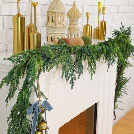 Christmas Real Touch Norfolk Pine Garland Artificial Pine Greenery Garlands Faux Christmas Norfolk Pine Garland for Christmas Holiday Seasonal Indoor Home Decor Mantle (1 Pc,60 Inches)