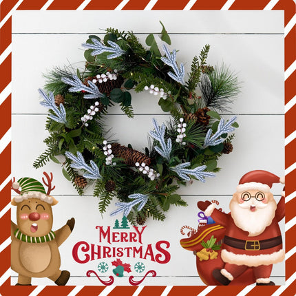 24PCS Christmas Berries Red Stems Evergreen Pine Needles Branches Fake Berry Frosted Pine Picks Greenery Stems for Crafts Wreaths Holiday Decor (White)