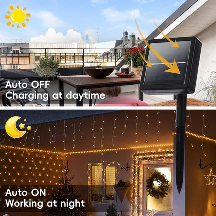 Dailyart Solar String Lights Outdoor, 120 LED Waterproof Solar Christmas Lights with 8 Lighting Modes for Tree Yard Garden Party Xmas Decorations, Warm White