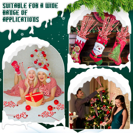 Soaoo 24 Pcs 21 Inch Christmas Bells Curly Pick Red and White Christmas Decorations Candy Shape Christmas Tree Picks Christmas Ornaments Branches for Xmas Tree Wreath DIY Crafts Vase Filler Holiday