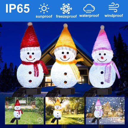 3-Pack Solar Snowman Christmas Pathway Lights, Snowman Lights with Stake Outdoor Waterproof, Outdoor Decorative Lights for Garden Yard Street Pathway Park Christmas Wedding