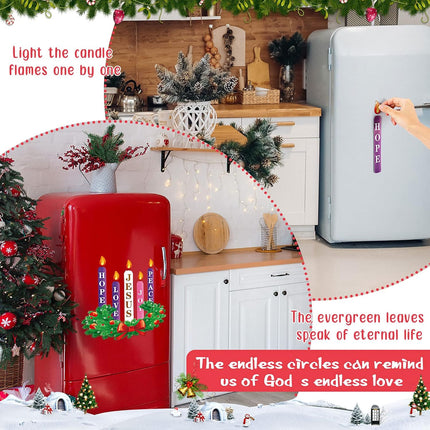 Frienda 6 Pieces Advent Candle Magnet Advent Wreath for Advent Wreath and Candles Magnetic Advent Wreath for Christmas Refrigerator Decoration