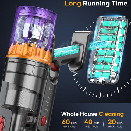 Cordless Vacuum Cleaner, 500W40Kpa Stick Vacuum With Smart Display, Max 60Mins Runtime Vacuum Cleaner For Home, Auto Mode & Antitangle, Lightweight Vacuum For Carpet Hardwood Floor Pet Hair