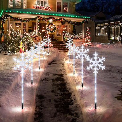 RJZZ Solar Christmas Lights 5 Pack Snowflake Lights Outdoor with 8 Lighting Modes Christmas Lights Outdoor Decorations IP65 Waterproof Christmas Pathway Lights Outdoor for Yard Garden Sideway Walkway