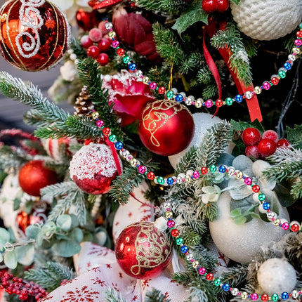 Huwena 4 Pieces 10 Feet Christmas Tree Bead Garlands Hanging Christmas Tree Garland Pearl Xmas Tree Bead for Christmas Tree Fireplace Wreath Ornaments