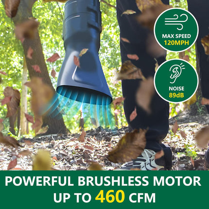 Brushless Leaf Blower Cordless, T TOVIA 21V Electric Leaf Blower with 13 Variable Speeds, 4.0Ah Battery and Charger, 120MPH 460CFM Lightweight Mini Leaf Blower for Lawn Care, Snow Blow, Yard Clean