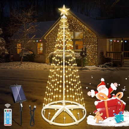 Forlivese LED Christmas Cone Tree Light Outdoor, 6ft 250 LEDs Solar Christmas Tree Light Show, Christmas Lights Indoor with 8 Flash Modes for Porch Yard Patio Xmas Holiday Decor