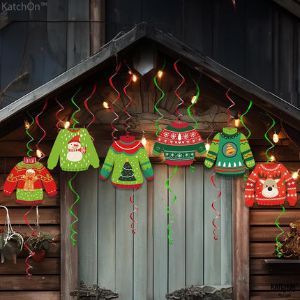 KatchOn, Ugly Sweater Christmas Hanging Decorations - Pack of 30, No DIY Ugly Sweater Party Decorations Hanging Christmas Decorations for Christmas Party Decorations Merry Christmas Decorations