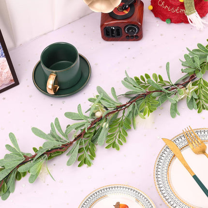 Christmas Garland with Lights, LOFTANK 6.25 FT Pre-lit Artificial Greenery Olive Garland, Battery Operate, Decorate Mantle, Fireplaces, Front Door, Stairs Railing Xmas Decorations