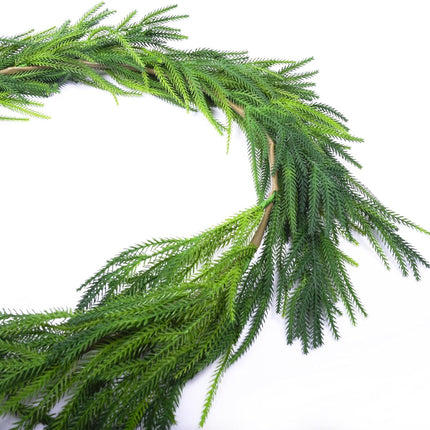 9FTX1 Christmas Real Touch Norfolk Pine Garland Artificial Faux Greenery Garlands Christmas Norfolk Pine Garland for Christmas Holiday Seasonal Indoor Mantle Decor