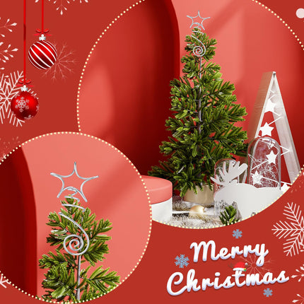 Lenwen Christmas Star Tree Topper Mini Sliver Wire Star Treetop Christmas Decor Christmas Ornaments Decorative Metal Tree Topper for Home Office Christmas Year Holiday Decoration