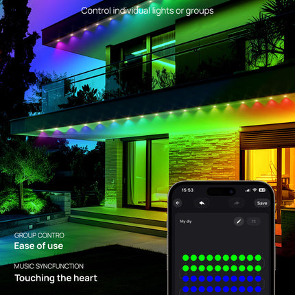 VCOKEN Permanent Outdoor Lights, 63.6ft with 36LED Outdoor Christmas Lights with App Control Remote, DIY Scene Modes Eaves IP65 Waterproof Lights for Christmas, Holiday, Outdoor Decor, Garden Decor