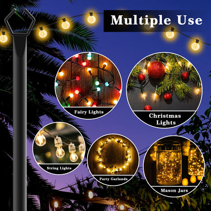 10Ft Metal Poles with Fork for Outdoor String Lights,2 Pack Light Stand for Outside Garden,Patio,Wedding,Backyard,Deck,Party