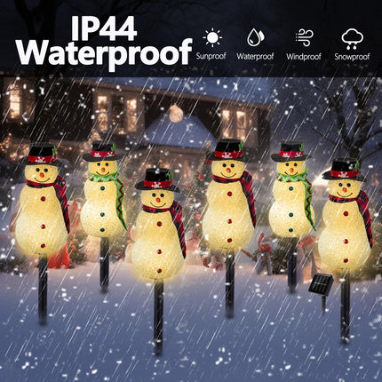 Solar Christmas Snowman Lights Outdoor Decorations, Set of 3 Led Stake Lights, Waterproof Walkway Landscape Lights for Winter Yard, Garden, Lawn Decor (Snowman-Warm White)