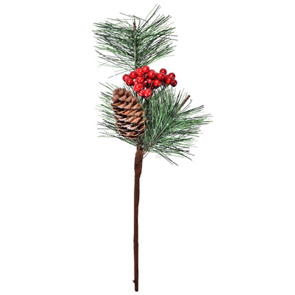 Boutique 12 Red Berry and Pine Cone Christmas Picks with Holly Branches for Holiday Decorations Great Addition to Any Christmas Decor Crafts, Wreath, Garland or Tree