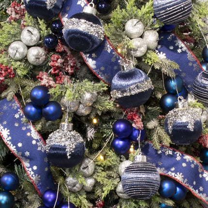 12 Pcs Satin Christmas Ball Ornaments, Luxury Silk Tree Hanging Decorations for Xmas Wreath Garland Wedding Party (Blue)