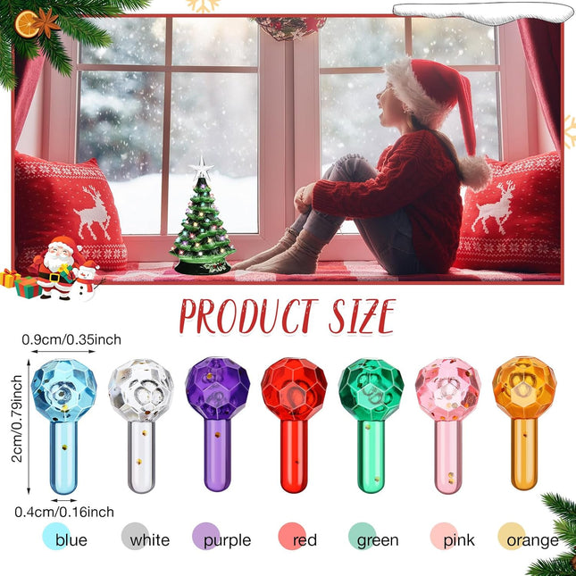 144 Pcs Ceramic Christmas Tree Replacement Light Bulbs Glitter Ceramic Tree Light Ornament Medium Twist Light Ornaments for Ceramic Tree Xmas Tree Replacement Light, 7 Colors (Ball Style)