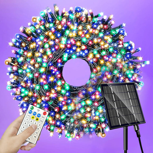 Solar Christmas Lights Outdoor Waterproof, 400LED 137FT Solar String Lights with Remote, Solar Fairy Lights, 19 Modes Solar Christmas Lights for Yard Tree Garden Outdoor Christmas Decoration