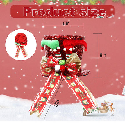 Large Christmas Tree Topper Hat - Red Hat with Elf Legs, Candy Christmas Tree Topper - Perfect for Holiday Decorations, Santa & Grinch Christmas Tree Topper (Red 5)