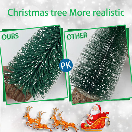 Mini Christmas Tree Bottle Brush Christmas Trees with Wooden Bases Christmas Decorations for Party Table top decer Christmas Tree （5pcs）