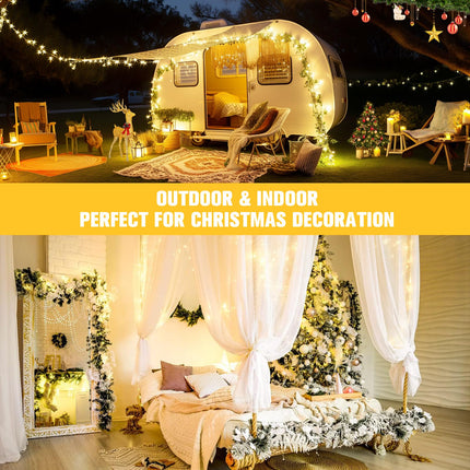 JMEXSUSS 2 Pack Battery Operated Christmas Lights Outdoor Indoor, Each 33ft 100 LED Warm White String Lights Battery Powered with Remote, 8 Modes Twinkle Fairy Lights for Christmas Decorations