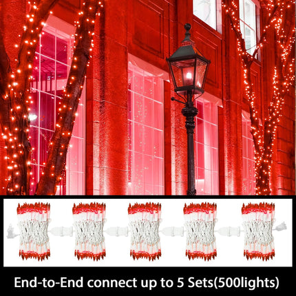 RED Christmas Lights Set 100 Count 19.6 Feet Incandescent Bulb Mini String Lights for Indoor Christmas Tree Garland Birthday Wedding Party Festival Decoration, White Wire