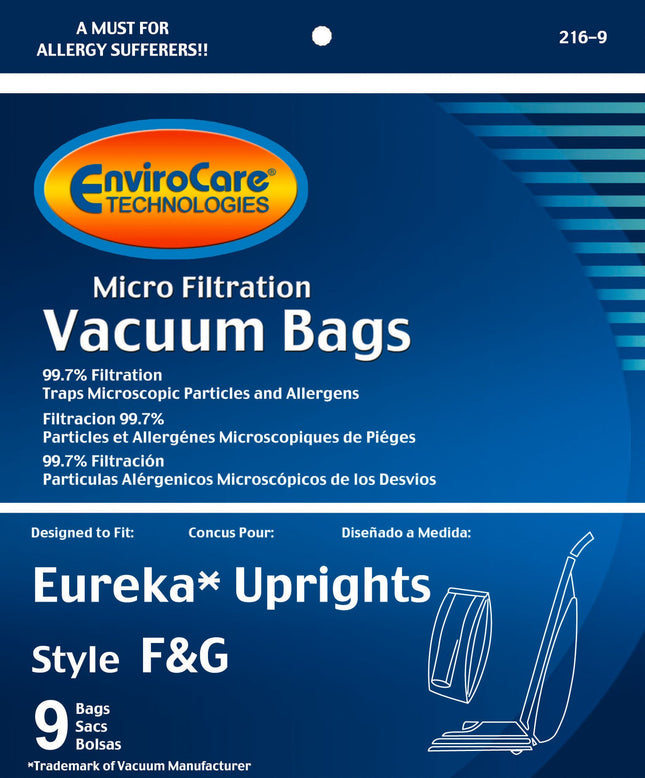 Envirocare Micro Filtration Vacuum Bags Made To Fit Eureka F&G Sanitaire, Kenmore 5062, White Westinghouse, Koblenz, Singer Sub1, Commercial 9 Pack