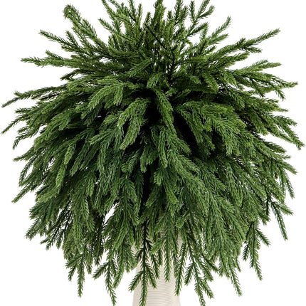 12 Pcs Norfolk Pine Branches 17" Artificial Pine Needles Branches Fake Greenery Picks Norfolk Pine Stems for Christmas Tree Vase Fillers DIY Crafts Garland Wreath Home Winter Decorations (12, Green)
