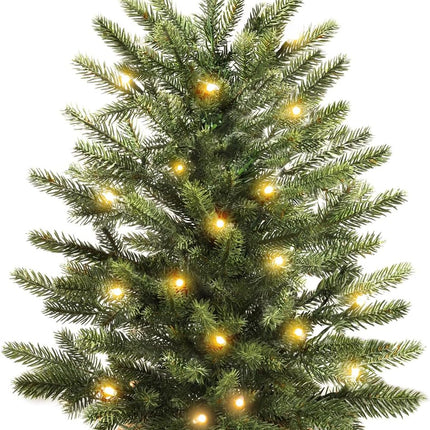 Mini Christmas Trees 24" with 25 LED Lights, 2 ft Decorated Burlap Artificial Tabletop Christmas Trees Home Party Decoration for Kitchen Dining Room Window