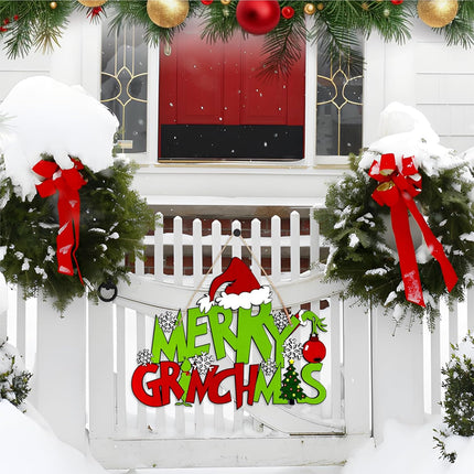 Merry Christmas Hanging Sign, Wooden Christmas Door Decorations, Christmas Decorations for Door-Wall-Tree-Window