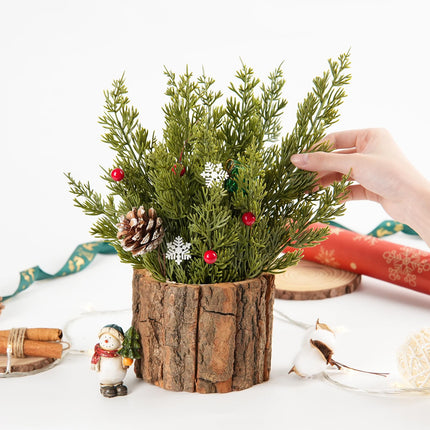HOHOTIME 50 PCS Christmas Greenery Stems, Artificial Pine Stems Pick, Faux Cedar Branches for Vase, Fake Plants, Faux Pine Sprigs for Garland Wreath Tree Home DIY Xmas Decor