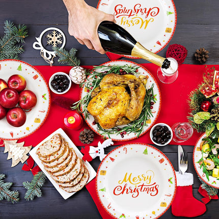Lamosi 100Pcs Christmas Paper Plates, Paper Plates Christmas Party Supplies, 10 inch Disposable Dinner Plates for Birthday Holiday Wedding Event
