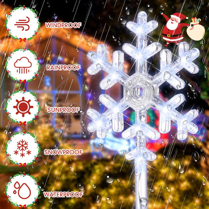 Retisee 10 Pack 27'' Snowflake Christmas Pathway Lights Christmas Pathway Marker Waterproof Snowflake Lights Pathway Marker for Patio, Yard, Garden, Lawn Christmas Holiday Decoration