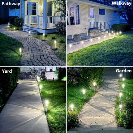 Solar Pathway Lights 8 Pack Solar Outdoor Lights, d Stainless Steel Garden Lights with LED Tungsten Filament Bulb, Waterproof Solar Power Driveway Lights for Landscape Christmas (White)