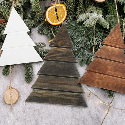 3 Pcs Wooden Christmas Trees Tabletop Decor 15, 12, 10 Inch Rustic Xmas Tree Table Signs Farmhouse Wooden Christmas Centerpiece for Table Tiered Tray Mantel Shelf Home Office Decor