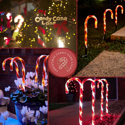 24-Pack d Solar Christmas Candy Cane Lights, Solar Pathway Lights Waterproof, Christmas Decorations Outdoor with 8 Modes for Party Patio Garden Lawn Yard Decor